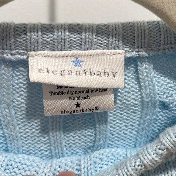 Cable sweater baby blue one piece 100% cotton excellent! - Picture 3 of 4